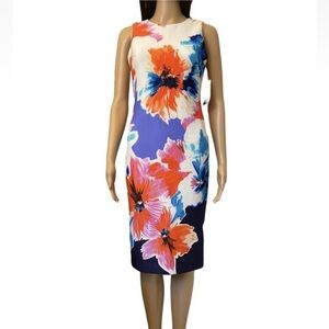 INC Womens Open Bloom Floral Stretch Sleeveless Back Zip Dress Size 0 - NWT $119